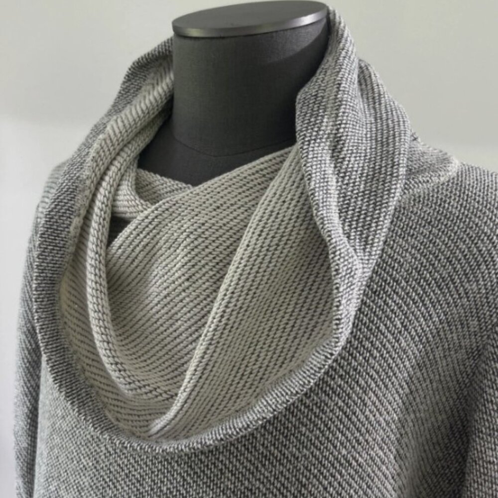 Eileen Fisher 100% Organic Cotton Pullover Sweater Women’s PL Gray Cowl Neck - Picture 2 of 7